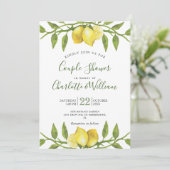 Sweet Lemons en Greenery Waterverf Couple Shower Kaart (Staand voorkant)