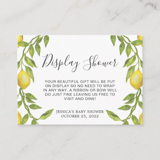 Sweet Lemons & Green Display Douche Kaart (Voorkant)