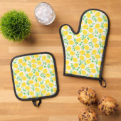 Sweet Lemons Leaf Pattern Ovenwant & Pannenlap Set (Top down)