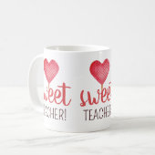 Sweet leraar met schattig roze snoep Valentijn cad Koffiemok (Voorkant links)
