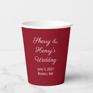 Sweet Letters Maroon & White:  Wedding Papieren Bekers