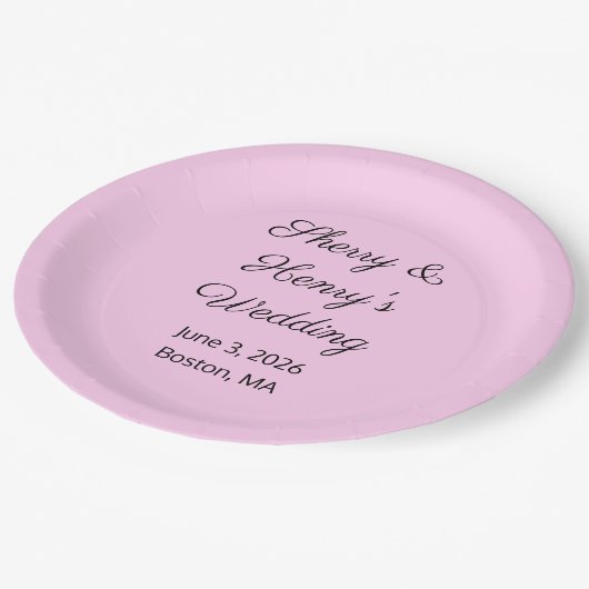 Sweet Letters Roze & Zwarte bruiloft Papieren Bordje (Gekanteld)