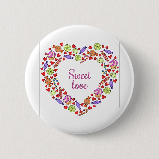 Sweet-liefde Ronde Button 5,7 Cm (Voorkant)
