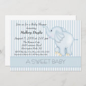 Sweet Light Blue Elephant Boy Baby shower Kaart (Voorkant / Achterkant)