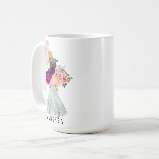 Sweet Light Skin Paarse Haired Girl Afstuderen Koffiemok (Voorkant links)