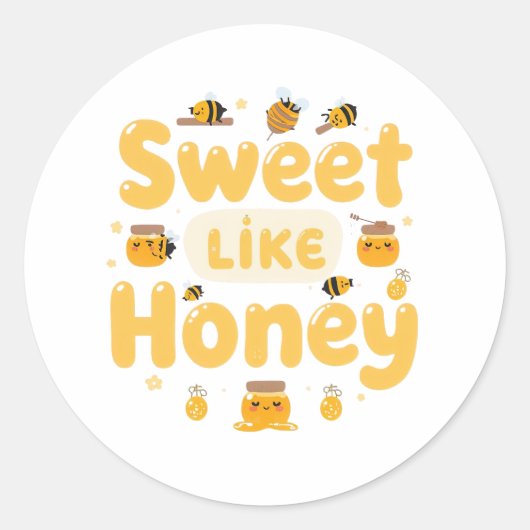 "Sweet Like Honey" Kawaii Pun Ronde Sticker (Voorkant)