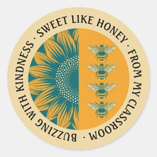 Sweet Like Honey Sunflower Bee Teacher Ronde Sticker (Voorkant)