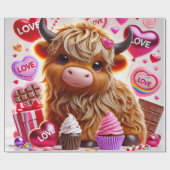 Sweet Like Snoep Highland Koe Valentijns Cadeaupapier (Vlak)