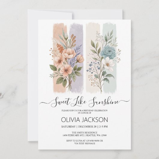 Sweet Like Sunshine Waterverf Verjaardag Kaart (Voorkant)