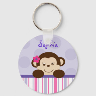 Sweet Lil Girl Monkey - Gepersonaliseerd Sleutelha Sleutelhanger