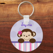 Sweet Lil Girl Monkey - Gepersonaliseerd Sleutelha Sleutelhanger (Voorkant)