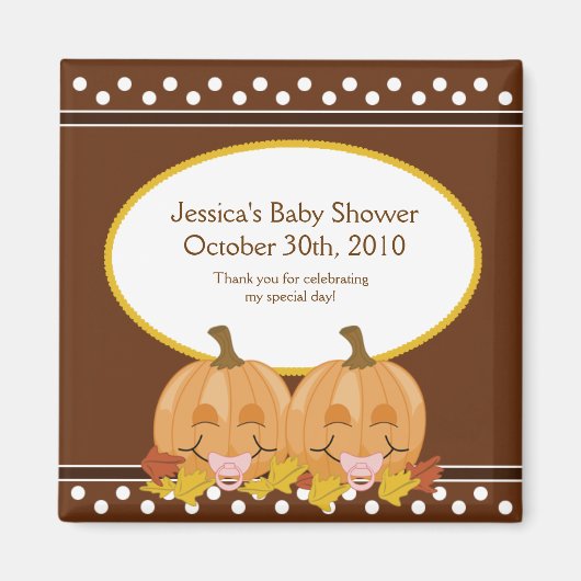 Sweet Lil Pumpkins Baby shower Magnet Favor (Voorkant)