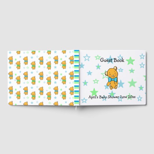 Sweet Lil Teddy Bear Boy's Baby shower Gastenboek (Volledig)