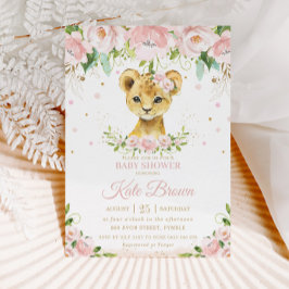 Sweet Lion Blush Roze Bloemen Goud Meisje Baby sho Kaart