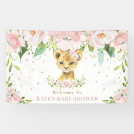Sweet Lion Cub Blush Roze Bloemen Achtergrond Welk Spandoek