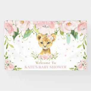 Sweet Lion Cub Blush Roze Bloemen Achtergrond Welk Spandoek