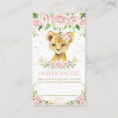 Sweet Lion Cub Roze Blush Bloemen Luier Raffle Informatiekaartje (Voorkant)