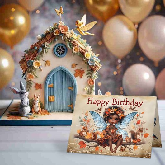 Sweet Little African Fairy Princess Happy Birthday Kaart
