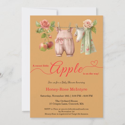 Sweet Little Apple Baby Shower | Fall Rustic Baby Kaart (Voorkant)