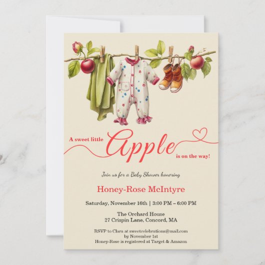 Sweet Little Apple Baby Shower | Fall Rustic Baby  Kaart (Voorkant)