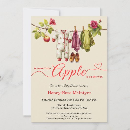 Sweet Little Apple Baby Shower | Fall Rustic Baby  Kaart (Voorkant)