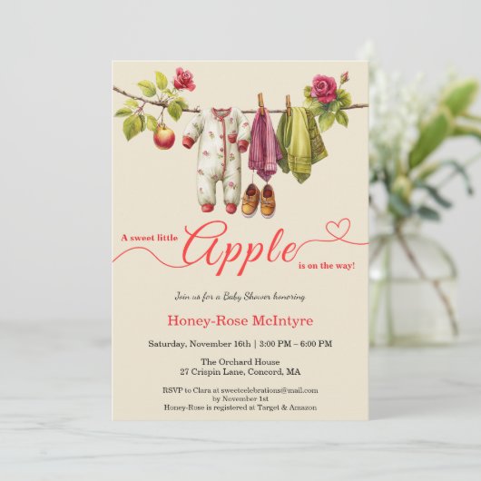 Sweet Little Apple Baby Shower | Fall Rustic Baby  Kaart (Staand voorkant)