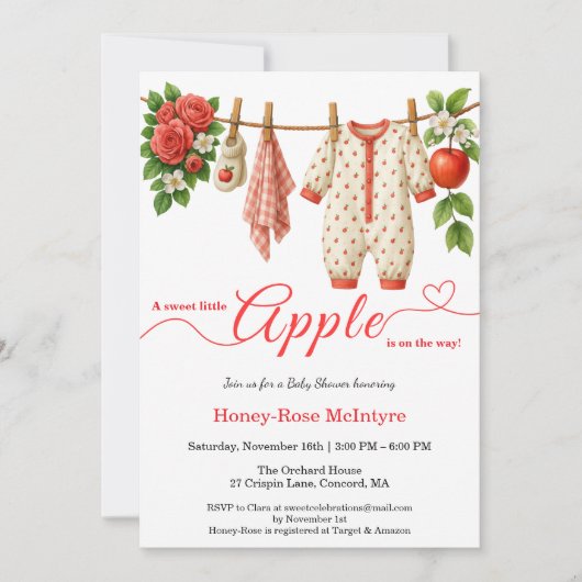 Sweet Little Apple Baby Shower | Fall Rustic Baby  Kaart (Voorkant)
