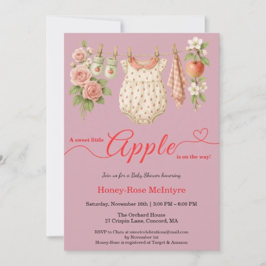 Sweet Little Apple Baby Shower | Fall Rustic Baby  Kaart (Voorkant)