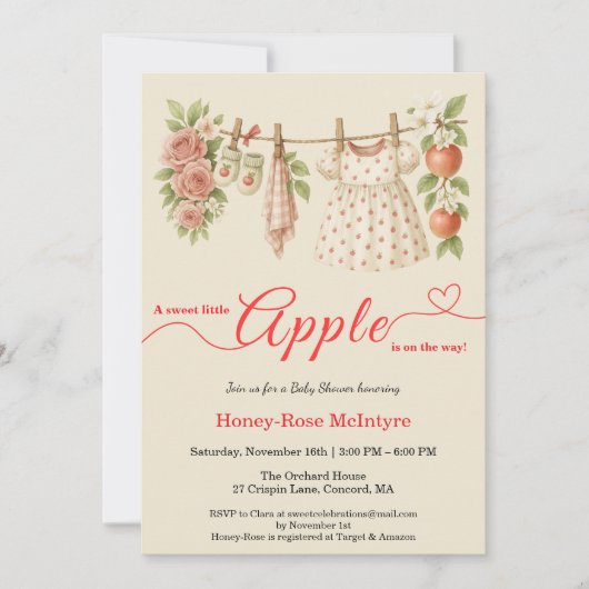 Sweet Little Apple Baby Shower | Fall Rustic Baby  Kaart (Voorkant)