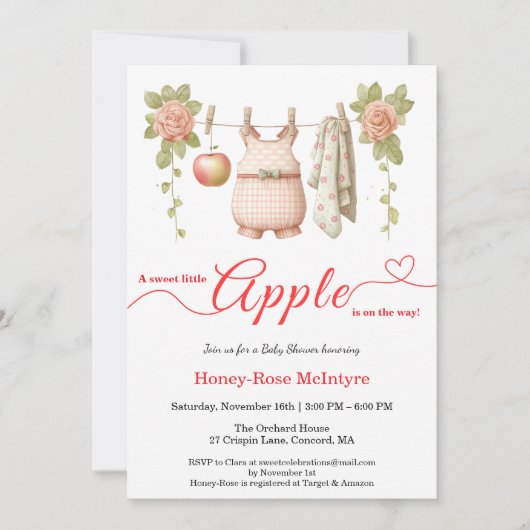Sweet Little Apple Baby Shower | Fall Rustic Baby  Kaart (Voorkant)
