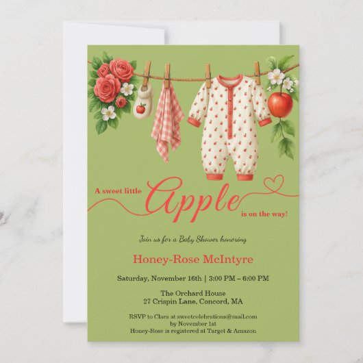 Sweet Little Apple Baby Shower | Fall Rustic Baby Kaart (Voorkant)