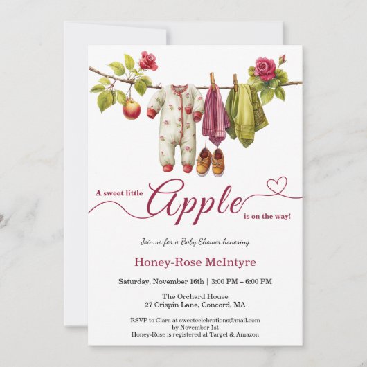 Sweet Little Apple Baby Shower | Fall Rustic Baby  Kaart (Voorkant)
