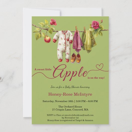 Sweet Little Apple Baby Shower | Fall Rustic Baby Kaart (Voorkant)