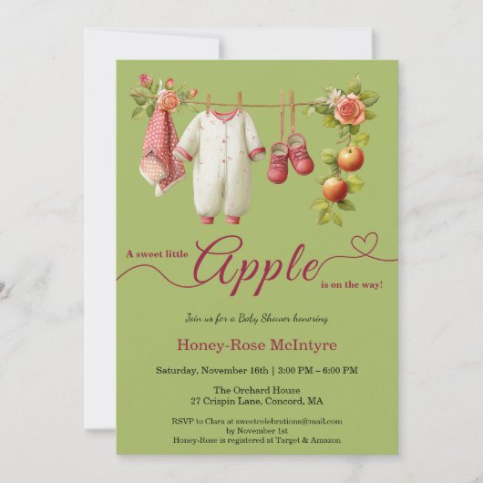 Sweet Little Apple Baby Shower | Fall Rustic Baby Kaart (Voorkant)