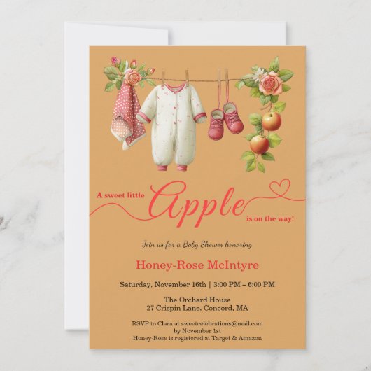 Sweet Little Apple Baby Shower | Fall Rustic Baby Kaart (Voorkant)