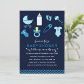 Sweet Little Baby Blue Baby shower Invite Kaart (Staand voorkant)
