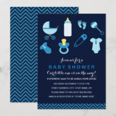 Sweet Little Baby Blue Baby shower Invite Kaart (Voorkant / Achterkant)