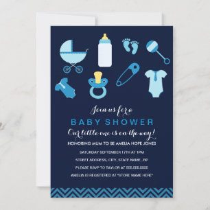 Sweet Little Baby Blue Baby shower Invite Kaart