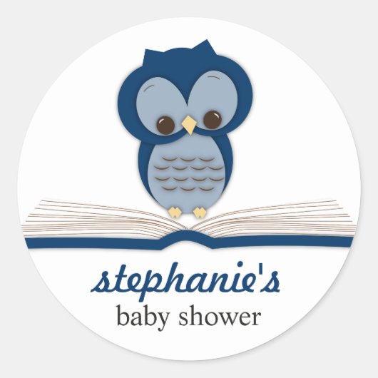 Sweet Little Baby Book Boy Uil Favor Sticker (Voorkant)