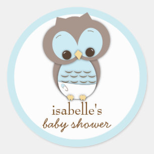 Sweet Little Baby Boy Owl Favor Sticker