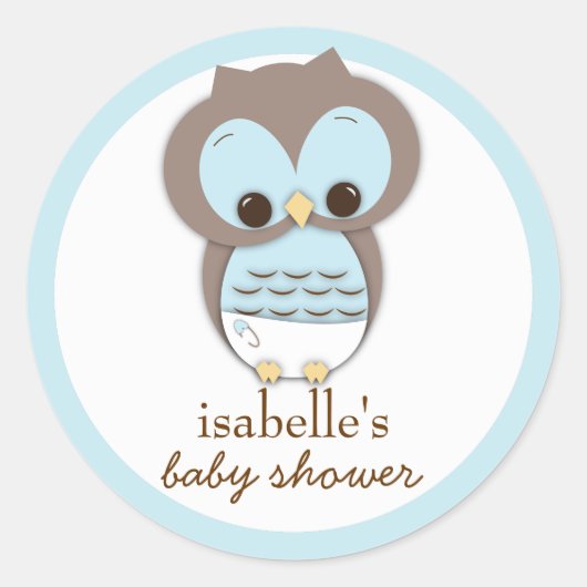 Sweet Little Baby Boy Uil Favor Sticker (Voorkant)