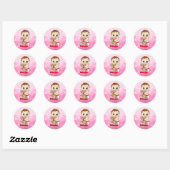 Sweet Little Baby met Teddy Bear Roze en Rood Ronde Sticker (Vel)