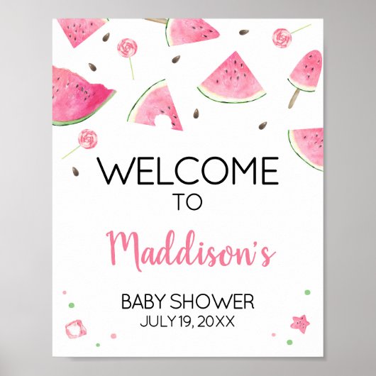 Sweet Little Baby Watermelon Baby shower Welkom Poster (Voorkant)
