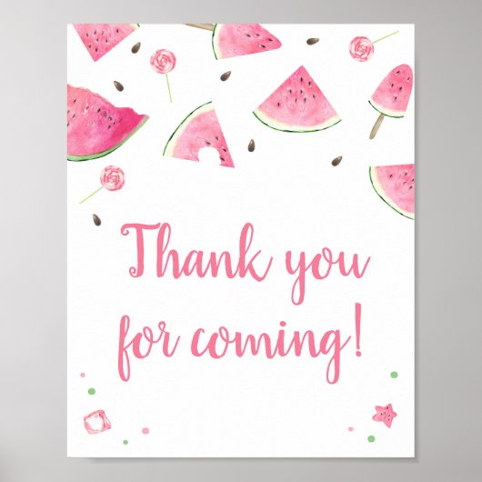 Sweet Little Baby Watermelon Bedankt voor je komst Poster (Voorkant)