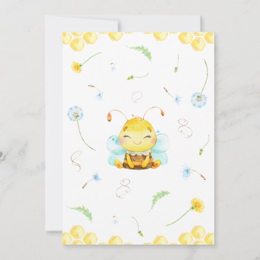 Sweet Little Bee Baby shower Kaart (Achterkant)
