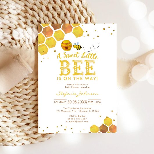 Sweet Little Bee Honey Bee Baby Shower Invitation Kaart