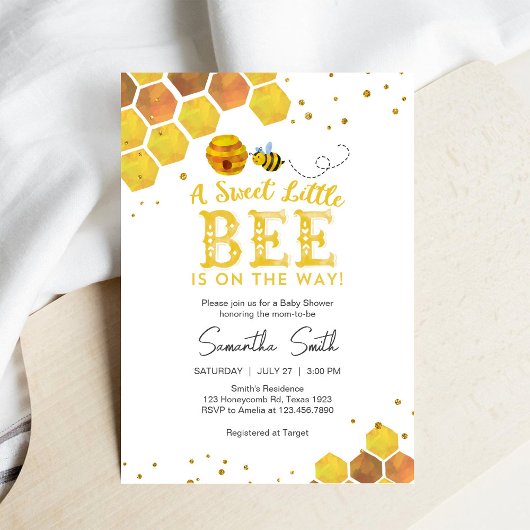 Sweet Little Bee Honey Bee Baby Shower Invitation Kaart
