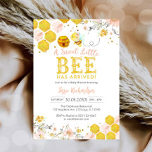 Sweet Little Bee Honey Bee Baby Shower Invitation