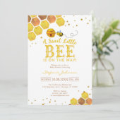 Sweet Little Bee Honey Bee Baby Shower Invitation Kaart (Staand voorkant)