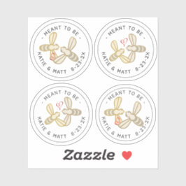 Sweet Little bijen Heart Meant to be Wedding Honey Sticker